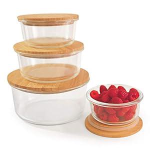 TIBLEN 4-Pack Glass Food Storage Containers with Lids (Bamboo), Meal Prep  Ecofriendly Containers with Lids for Kitchen, Home Use, Safe for  Microwave,Freezer, BPA Free (370mL, 640mL, 1040mL, 1520mL) 