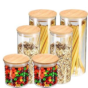 Glass Jars with Bamboo Lids EcoEvo, Glass Food Jars and Canisters Sets, 9 Pack of 16oz